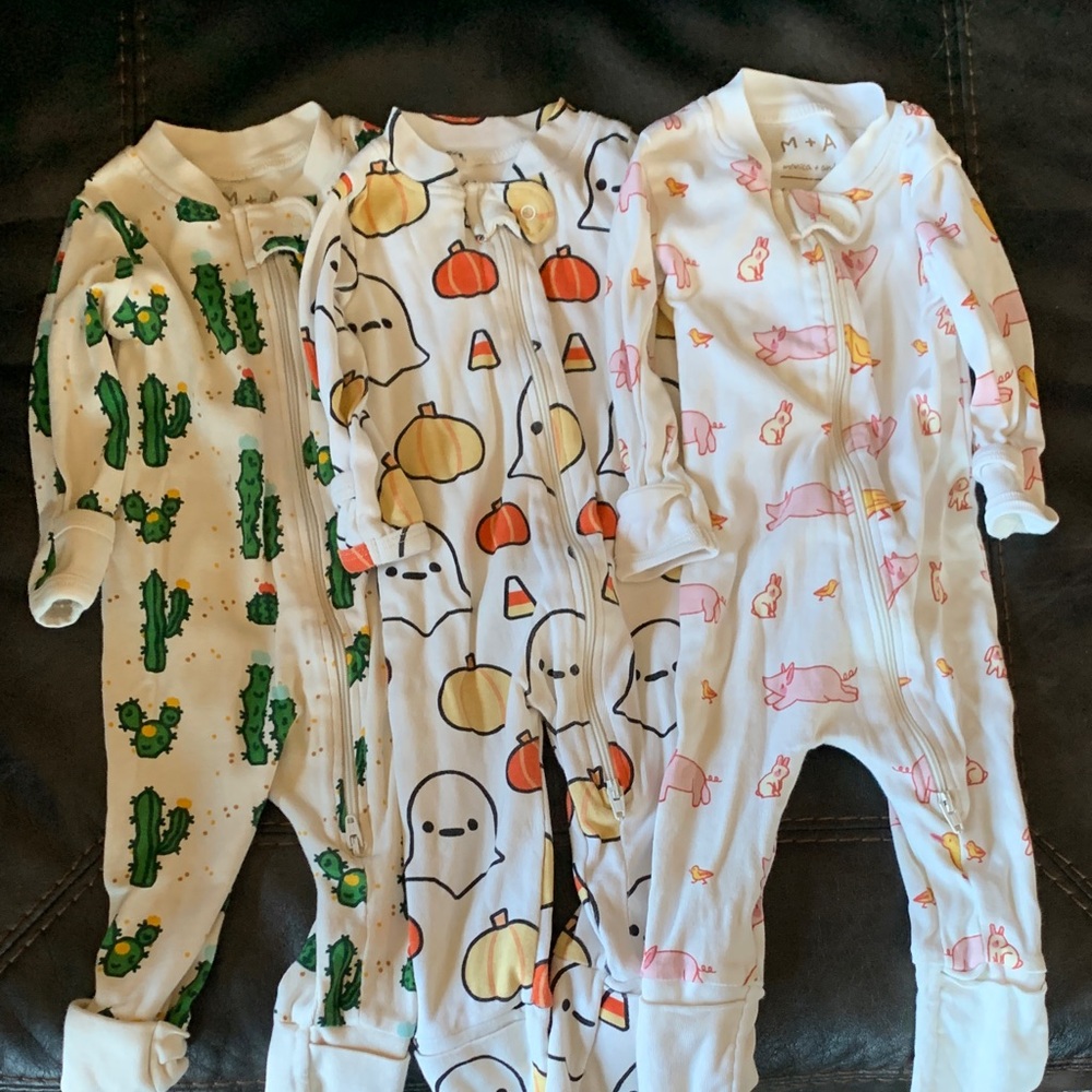 Monica + Andy Unisex Baby Pajama with Cactus, Ghost, and Pig Patterns